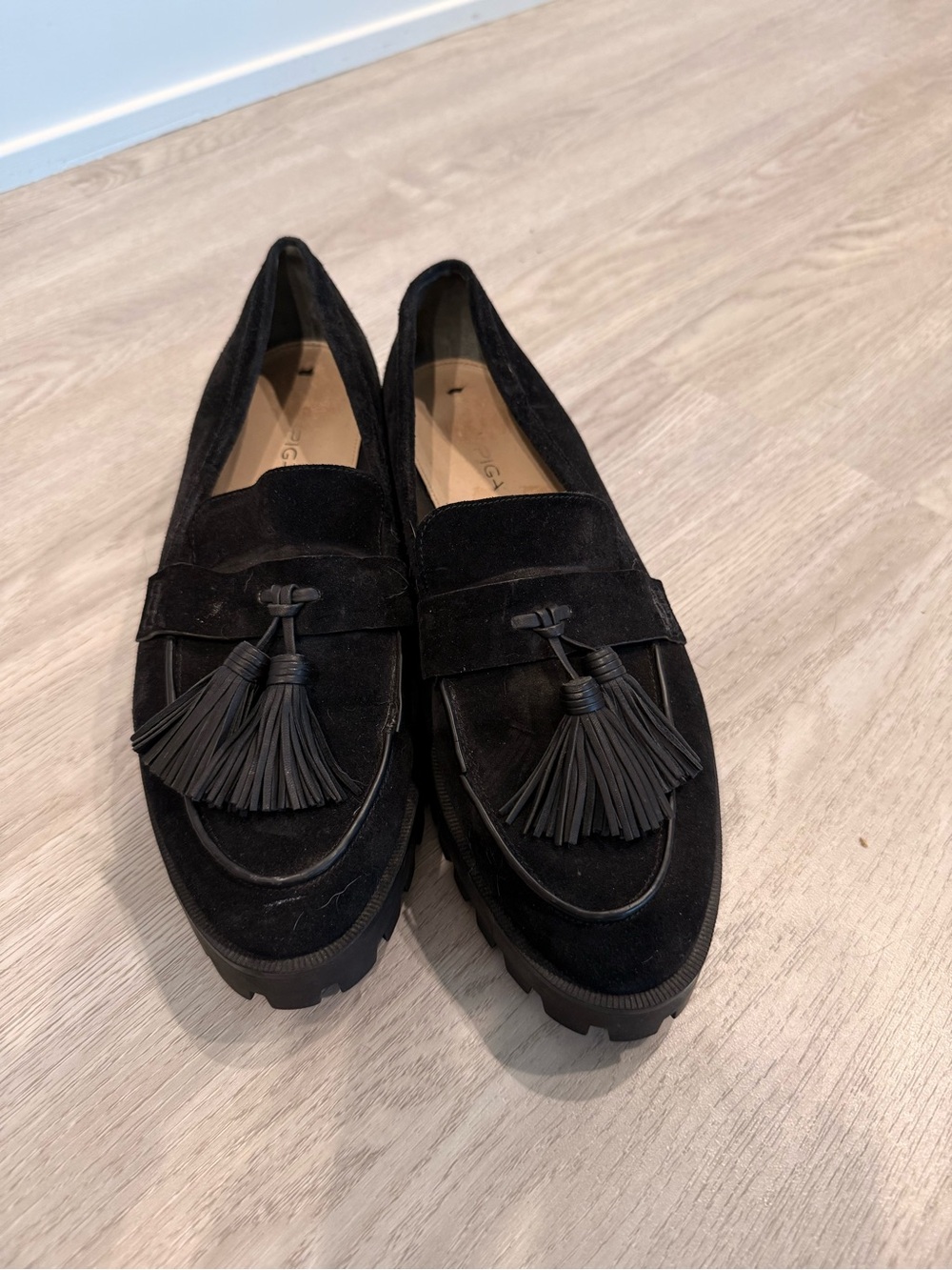 Black Suede Tassel Loafers for Women